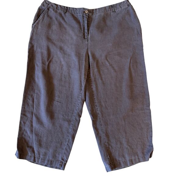 Charter Club Linen Pants Brown Size 18W Wide Leg Cropped 22" Inseam - Picture 1 of 4